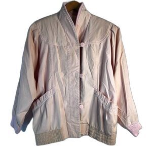 Mulberry Street Vintage Pink Retro Granny Core Button Front Jacket Size Large
